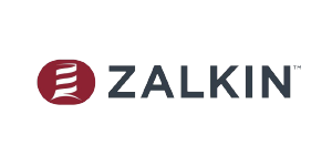 The logo of Zalkin, engaged in processing and packaging equipment, features a stylized red circular design with white curved lines on the left and the word ZALKIN in bold black letters on the right. Zalkin are global leaders in the Design and Manufacture of high-performance bottle capping machines and cap handling systems