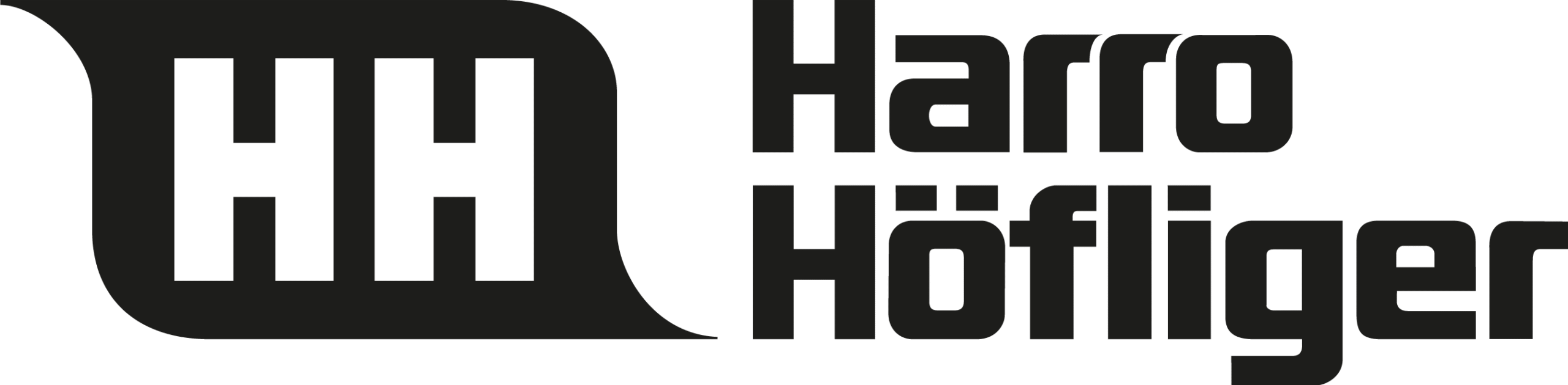 The image showcases the Harro Höfliger logo, reflecting its expertise in pharmaceutical and medical technology. The logo features the letters HH in white on a black background, alongside the company name Harro Höfliger in bold, black lettering.